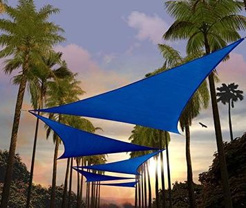 Amgo 16' x 16' x 22.6' Blue Right Triangle Sun Shade Sail Outdoor Canopy Awning ATAPRT16, 95% UV Blockage, Water & Air Permeable, 200GSM Commercial Standard Heavy Duty (We Make Custom Size)
