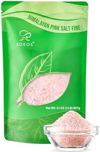 Soeos Himalayan Pink Salt, Fine Grain, 2 Lbs (32 oz), Non-GMO, Pink Himalayan Sea Salt, Kosher Salt, Rock Salt for Grinder Refill