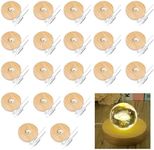 Olutacot 20 Pcs Wooden LED Display Bases Round Wood Display Lighted Bases for Glass Art LED Lighted Display Stand Bases for 3D Crystal Ball Room Office Home Decor