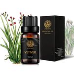 Vetiver Aromatherapy Essential Oil Fragrance,100% Pure Vetiver Scent Essential Oil for Diffuser, Humidifier, 0.33oz-10ml Therapeutic Grade Aromatherapy Vetiver Essential Oil Perfume for Home, Massage