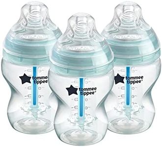 Tommee Tippee Biberones Anticólicos con Tetina con Forma de Pecho y Sistema de Aireación Anticólico, 260 ml, Pack de 3, Azul