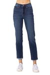 Judy Blue Women's High-Rise Sustainable Cool Denim Cuffed Boyfriend Jeans, Dark Blue, 11