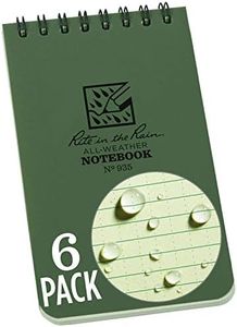 Rite in the Rain Weatherproof Top Spiral Notebook, 3" x 5", Green Cover, Universal Pattern, 6 Pack (No. 935L6)