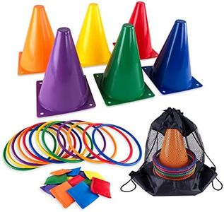 Super Z Outlet 30 Piece Carnival Outdoor Fair Tossing Games Toy Party Set with 12 Rings, 12 Bean Bags, and 6 Cones