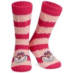 Disney Fluffy Socks for Women and Teenagers Soft Warm Slipper Socks Non Slip One Size Lounge Wear Gifts for Women(Pink Cheshire Cat)