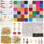 Goldwise Friendship Bracelet Kit 3 Boxes-8706 Pcs 48 Colors Bracelet Making Kits with 7200 Pcs Glass Seed Beads, 5 Styles Letter Beads and 300 Pcs Number Beads with Charms, Gift for Girls and Adult