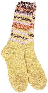 World's Softest Weekend Collection Women's Ragg Crew Socks, One Size Fits Most (Honey Stripe)