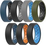 ThunderFit Men Silicone Wedding Rings, Breathable Pattern Wedding Bands - 8mm Width, 2.2mm Thick