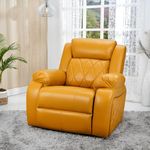 The Desired Comfort Leatherette Recliner 1 Seater Sofa Chair for Living Room Bedroom Office Relaxyard Rocking & Revolving Manual Recliner Lounge Chairs for Relaxing and Nap (2 Year Warranty, Yellow)