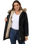 Royal Matrix Women's Winter Coats Fleece Lined Parka Jacket Hooded Long Winter Warm Parka Coat with Pockets (Black Upgrade, 8)