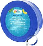 U.S. Pool Supply 2" x 100' Heavy Duty Blue Swimming Pool Backwash Hose with Hose Clamp