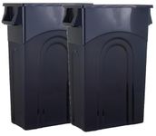 United Solutions Highboy Waste Container, 23 Gallon, 2-Pack, Space Saving Slim Profile and Easy Trash Bag Removal, Indoor or Outdoor Use, Integrated Handles for Easy Carrying, Black (TI0085)