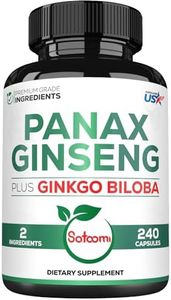 600mg Panax Ginseng Capsules with Ginkgo Biloba Leaf 400mg - 240 Vegan Capsules for 120 Servings - Special Formula for Your Health Daily