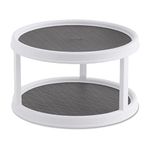 Copco 2555-0187 Non-Skid 2-Tier Pantry Cabinet Lazy Susan Turntable, 12-Inch, White/Gray