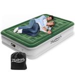 Zearna 203x152x40cm Double Inflatable Air Mattress,Air Bed with Built-in Electric Pump,Double Blow Up Mattress in 3 Mins Self-Inflation/Deflation,Flocked Surface Guest Airbed for Home Portable Camping