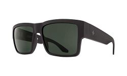 SPY Cyrus Square Sunglasses for Men for Women + BUNDLE with Designer iWear Eyewear Kit, Matte Black / Happy Gray Green, 58