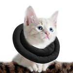 OHCOZZY Cat Cone with Adjustable Neck, Soft Cat Recovery Collar for Anti Lick, After Surgery Pet Protective Collar (M, Black)