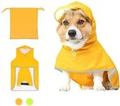 Luccalily Dog Poncho Hooded Raincoat for Puppies & Small to Large Dogs, Waterproof Dog Rain Jacket with Reflective Strip, Lightweight Slicker with Storage Bag for Easy Carrying (Small Plus, Yellow)