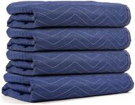 US Cargo Control Moving Blankets 72"x80" 4-Pack, (43 lbs/doz weight), Packing Blankets for Moving Furniture, Shipping, Storage, and Freight, Blue Quilted Furniture Pads, MBSAVER43 Econo Saver