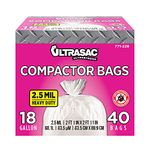 Ultrasac Heavy Duty Professional Quality Compactor Trash Bag with Antimicrobial Odor Control, 40 count