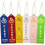 72 Pcs Horse Show Award Ribbons 1st - 6th Place Flat Carded Set Participation Ribbon Prize Ribbon with Event Card and Rope Winner Recognition Ribbons for Competition Sports Event Contest Ornaments