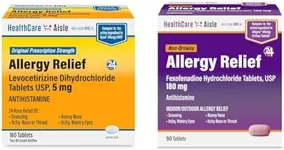 HealthCareAisle Allergy Relief - Levocetirizine Dihydrochloride Tablets USP, 5 mg, 160 Tablets & Fexofenadine Hydrochloride Tablets USP, 180 mg - 90 Tablets