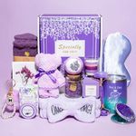 Birthday Gifts for Women,Gifts for Her Purple Gifts Basket for Women Happy Birthday Lavender Relaxing Gift Set Self Care Package Unique Female Gift Ideas Birthday Presents Female Friendship Gifts