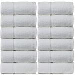 Bare Cotton Luxury Hotel & Spa Towel 100% Genuine Turkish Wash Cloths Dobby Border, White, Set of 12