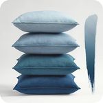 Topfinel Blue Cushion Covers 40cm x 40cm Summer Sofa Bed Colorful Cushions Soft Pillow Case 16x16 Velvet Scatter Decorative Cushions Pillow Cover for Livingroom Bedroom Invisible Zipper,Set of 4