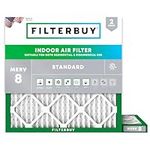 Filterbuy 12x12x1 Air Filter MERV 8 Dust Defense (2-Pack), Pleated HVAC AC Furnace Air Filters Replacement (Actual Size: 11.69 x 11.69 x 0.75 Inches)