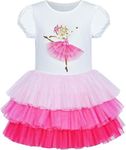 Sunny Fashion Girls Dress Pink Tutu Dancing Tiered Skirt Ballet Party Size 6 Years