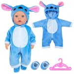 3 Pcs Baby Doll Clothes Sets for 14-18 Inch Doll, Doll Outfits with Hhanger Shoes, Blue Doll Clothes for 35-45 cm New Baby Dolls Girls Birthday