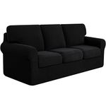 subrtex 7 Pieces Stretch Sofa Slipcover Sets Couch Cover Sets Backrest Cushion Covers Furniture Protector Collection Set for Oversize Sofa Loveseat Chair Slip Covers(Large, Black)