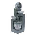 Solar Powered Cascading Water Feature, Outdoor Fountain, Tranquil Garden Ornament Statue Light – Stacking Pots Design