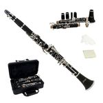 StarQuest SQ-CL250 Clarinet Set For Beginners, Protective Hard Case, Reed, Cleaning Cloth & Gloves Included, Nickel-Plated Keys & Durable ABS Construction
