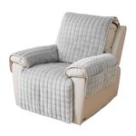 NUODWELL Upgraded Recliner Chair Cover with Pockets, Plush Non Slip Armchair Cover, Super Soft Washable Sofa Slipcover Furniture Protector Cover for Kids and Pets (Grey with Pockets, 53 * 190CM)