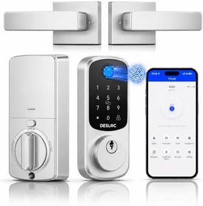 DESLOC B200 Fingerprint Smart Lock with 2 Durable Lever Handles, Keyless Entry Front Door Lock Set, Electronic Keypad Deadbolt, App Control, DIY Installation, Designed for a Secure DESLOC Home, Silver