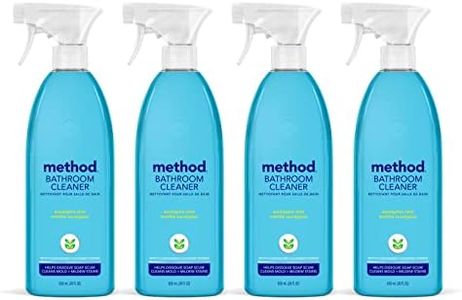 Method Bathroom Cleaner, Tub + Tile Cleaner Spray that Dissolves Mold, Mildew, and Soap Scum, Eucalyptus Mint Scent, 828 ml Spray Bottles, 4 Pack, Packaging May Vary