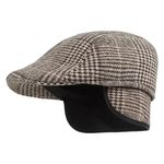 Zacharias Men's Checkered Woolen Golf Cap with Earmuff (Pack of 1) (eg-08_Brown_Free Size)