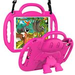 SUPLIK Kids Case for iPad 5th/6th Generation (9.7 inch, 2017/2018), iPad Air 1 & Air 2 & Pro 9.7 Protective Case with Shoulder Strap Handle Stand for iPad 5/6 & iPad Air 1st/2nd Gen, Pink