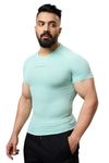 Men's Elite Compression Half Sleeves Dry Fit T-Shirts for High Performance in Gym and Sports Activity (Medium, Mint Green)