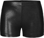 iEFiEL Kids Girls Gymnastic Hot Pants Shiny Metallic Dance Shorts Gym Booty Shorts Active Yoga Sports Workout Black 7-8 Years