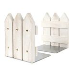 J JACKCUBE DESIGN White Rustic Wood Bookends Set of 2, Decorative Farmhouse Bookend for Heavy Books Magazine DVD on Desk Table Shelf - MK708A