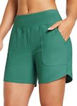 BALEAF Swim Shorts Women 5" High Waisted Swimming Custome Bottoms Tummy Control Swimsuits Board Beach Shorts Turquoise M