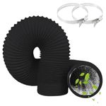 Tumble Dryer Vent Hose 4Inch 10FT (3m) Long Flexible Aluminum Air Ducting 100mm PVC Black Air Duct Pipe with 2 Clamps for Tumble Drier, Air Conditioner, HVAC Ventilation, Cooker Hood, Extractor Fan
