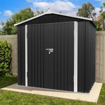 UDPATIO Metal Shed 6x4 FT, Outdoor Garden Storage, Waterproof Metal Shed for Firewood, Garbage Can, Tool, Lawnmower, Bike Shed, Galvanized Steel with Lockable Door for Backyard, Patio, Dark Grey