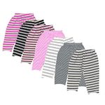 LENAM Baby Cotton Soft Strechable Pants/Diaper Fit/Pyjama/Leggings(Pack of 7) (0-3 Months, Stripes) Multicolour