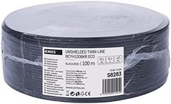 EMOS Copper Cable 2 x 1.0 mm², 100 m CCA Two Wire Cable for Low Voltage, Black with Polarity Marking