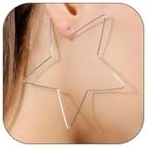 Big Star Earrings for Women Silver Star Hoop Earrings Large Star Stud Earrings Lightweight Christmas Birthday Party Jewelry Gifts