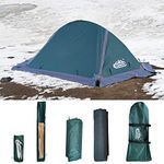 camppal 1 Person Tent Backpacking Camping Hiking Mountain Hunting Tent Lightweight and Waterproof for 4 Season Extreme Space Saving Single Bracket (Green-with skirt)